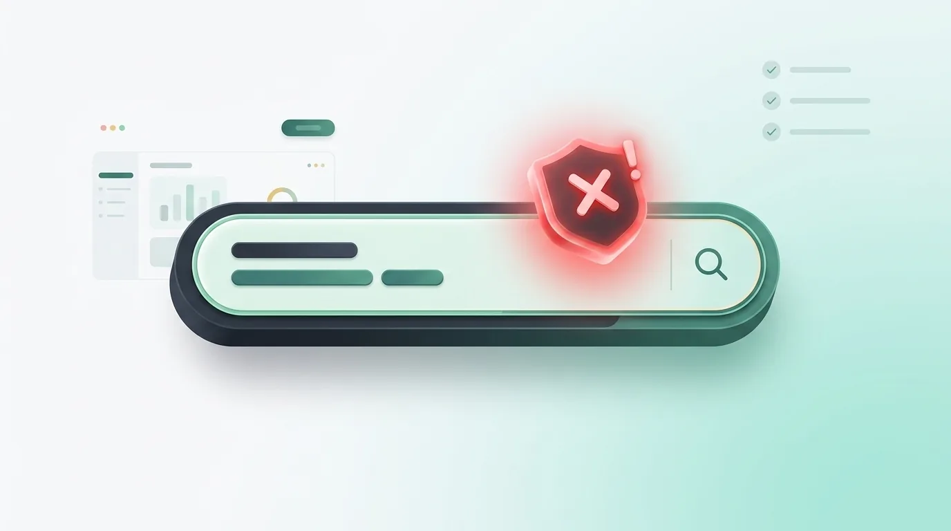 Search bar showing the words inspired by turning into a red warning sign