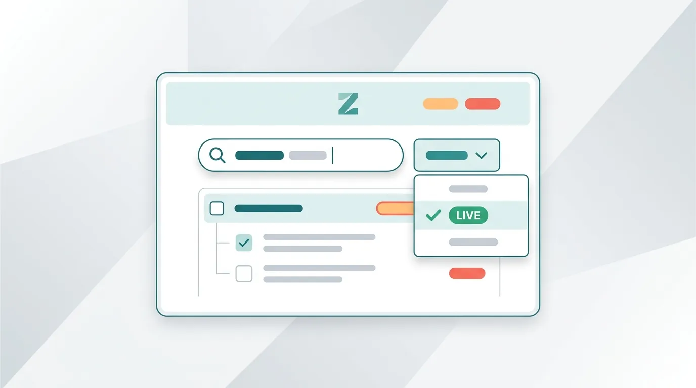 Vector illustration of a search interface filtering for live trademarks