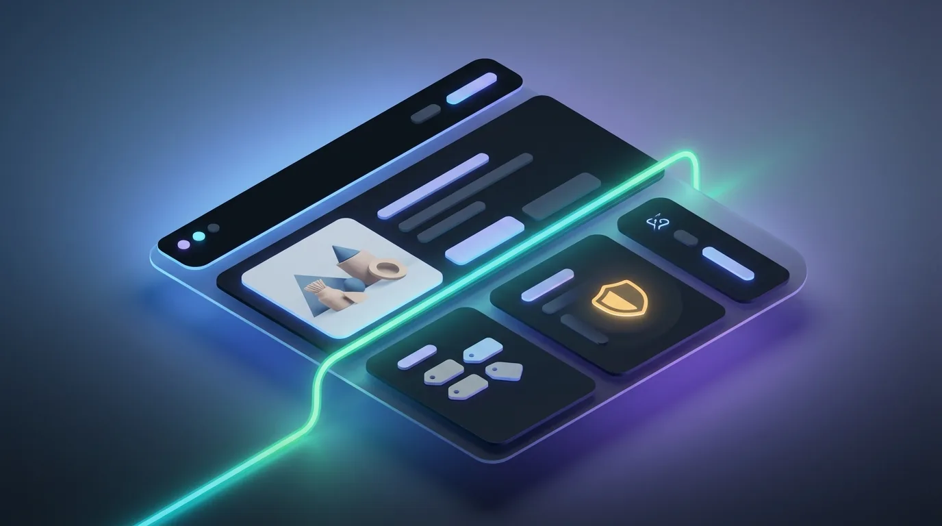 Abstract digital scanner analyzing an ecommerce listing for IP risks