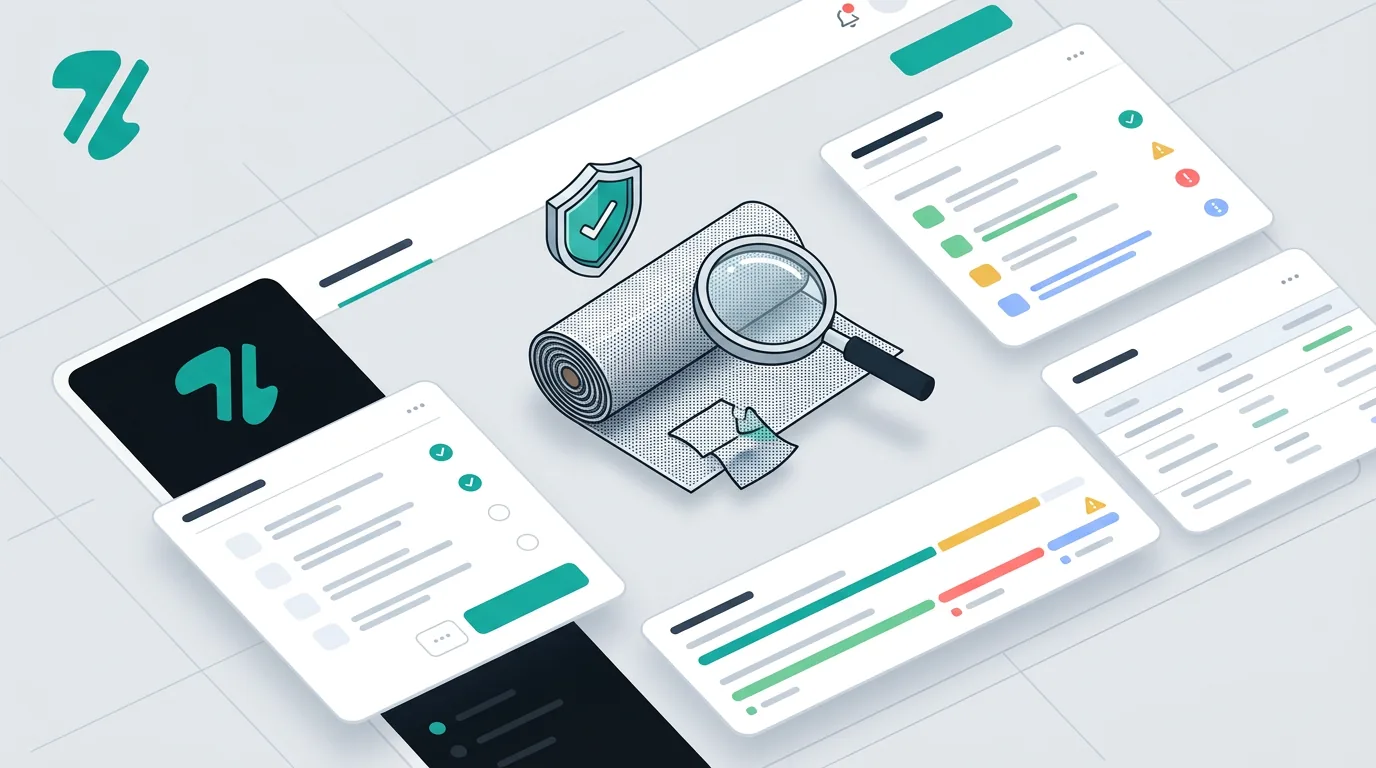 A digital dashboard auditing a bolt of fabric for intellectual property compliance
