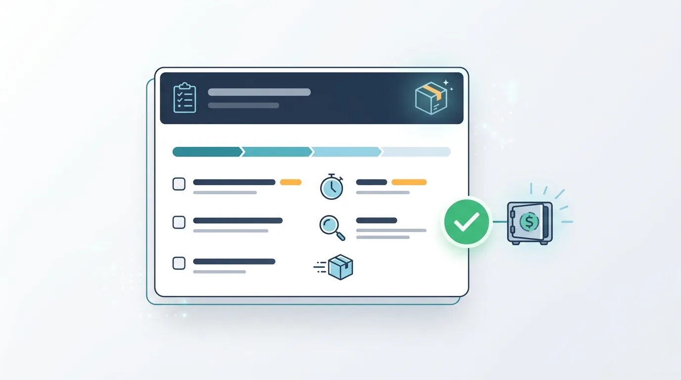 Checklist showing steps to release Etsy reserved funds including tracking and shipping on time